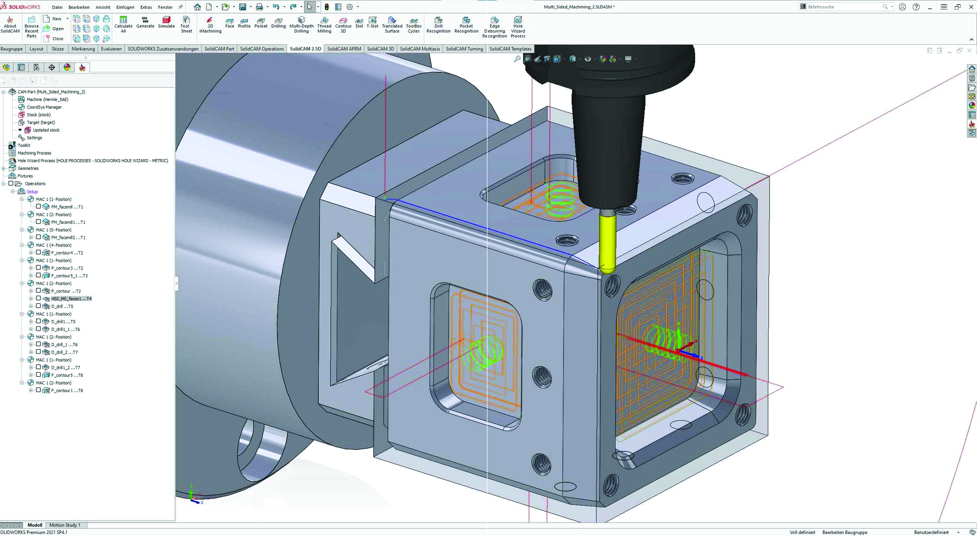 Usinage 4 axes cas Fraisage (Axe B) SolidCAM